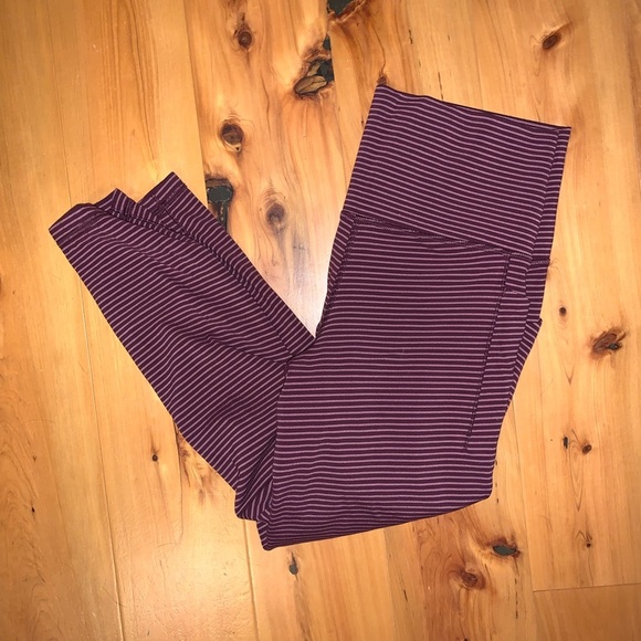 Striped Burgundy Athleta Leggings - Picture 1 of 7